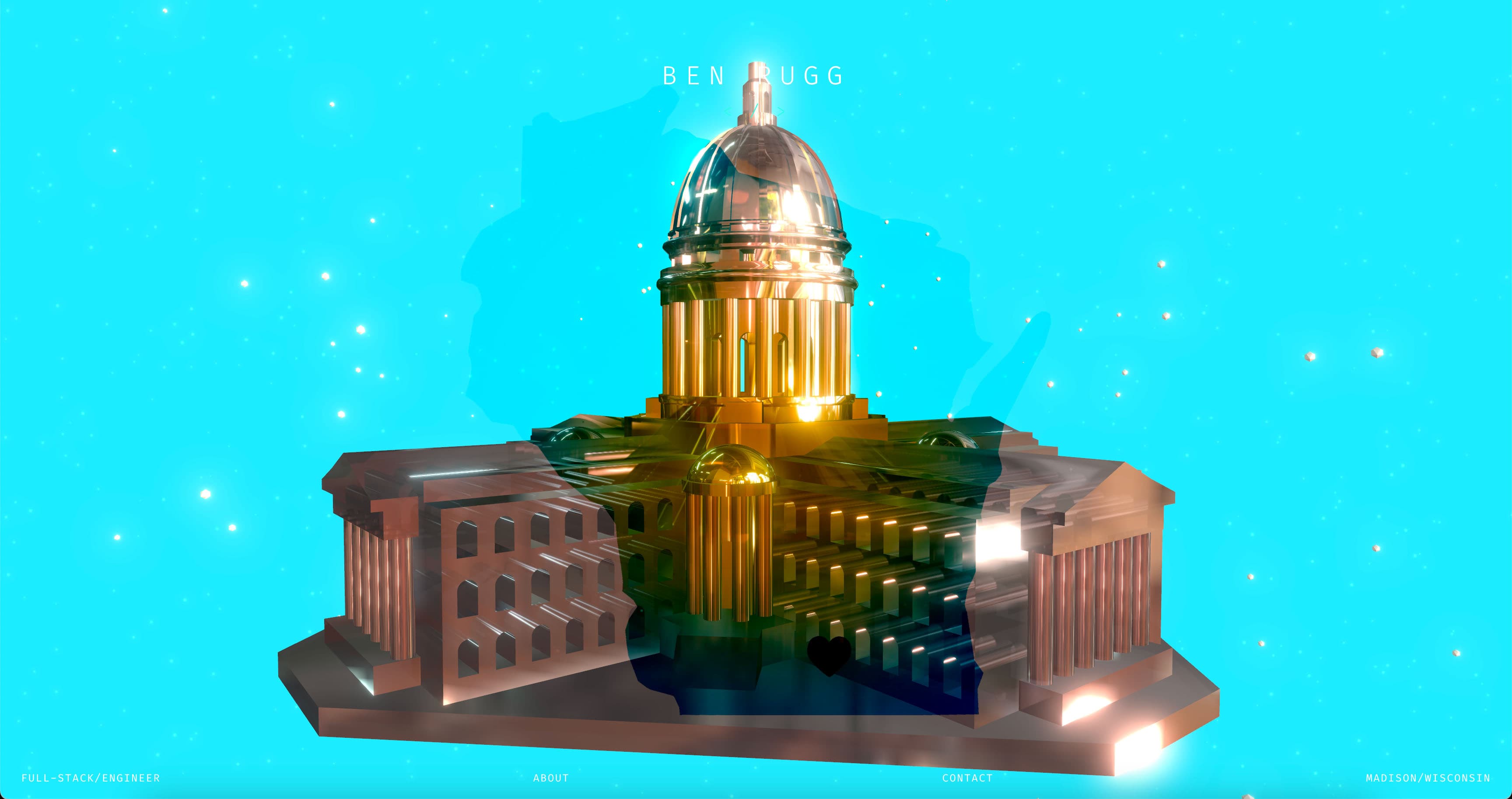 Easter Egg image of Madison, Wisconsin's Capitol Building with a map of Wisconsin superimposed on it